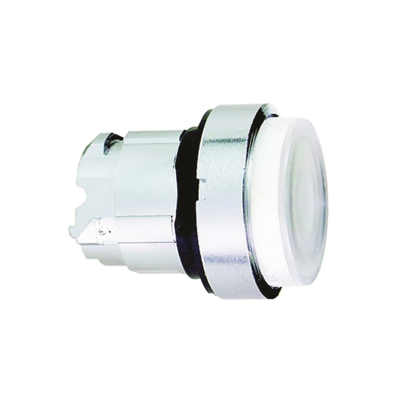 1 pcs - Schneider Electric Harmony XB4 Series White Illuminated Spring Return Push Button Head, 22mm Cutout, IP66, IP69K