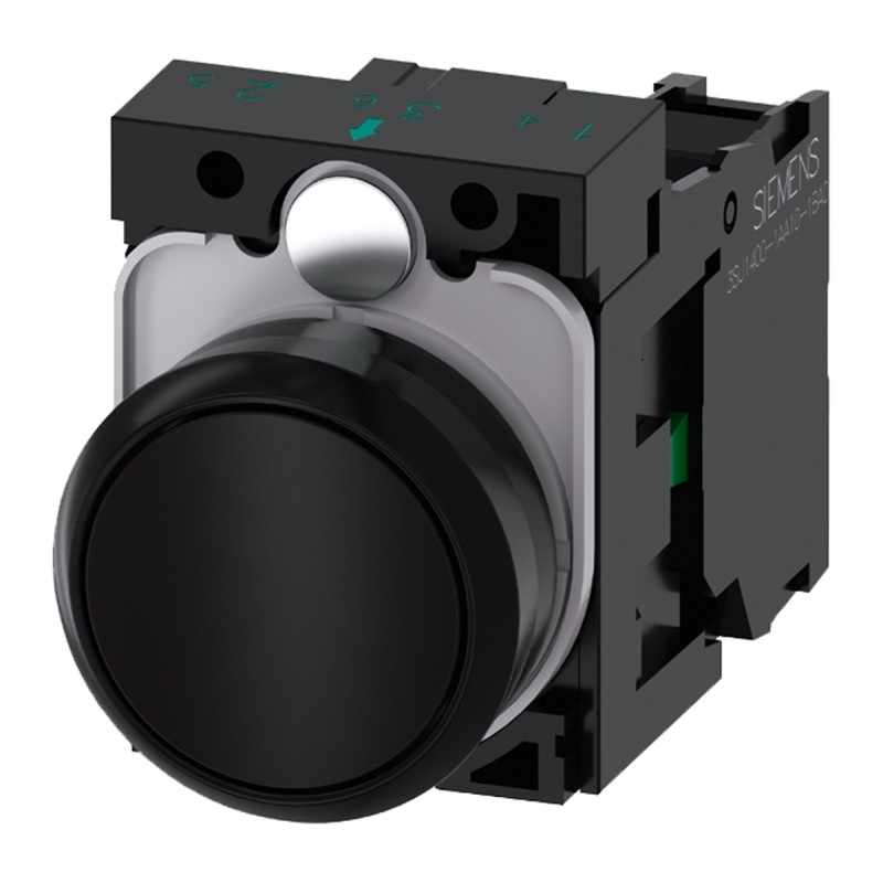 1 pcs - Siemens SIRIUS ACT Series Push Button Complete Unit, Panel Mount, 22mm Cutout, SPST, IP66, IP67, IP69