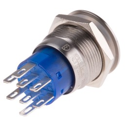 1 pcs - RS PRO Illuminated Push Button Switch, Momentary, Panel Mount, 19mm Cutout, DPDT, Red LED, 250V ac, IP67