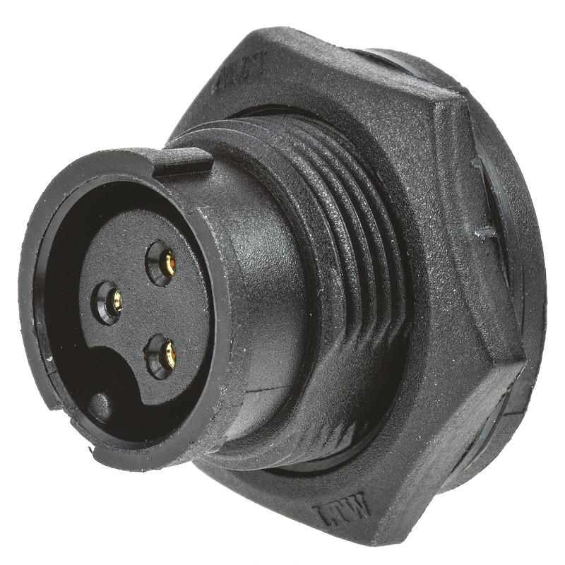 1 pcs - Amphenol Industrial Circular Connector, 3 Contacts, Panel Mount, Socket, Female, IP67, Ceres Series
