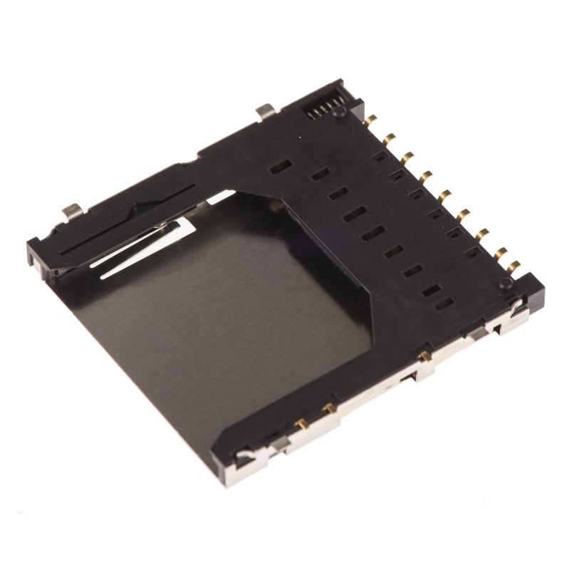 1 pcs - Hirose 9 Way Right Angle SD Card Memory Card Connector With Solder Termination