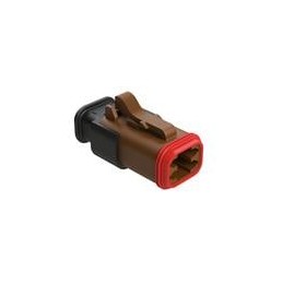 10 pcs : AT06-4S-SR02BRN - Automotive Connectors 4 Position, Plug, Socket, SR02 Strain Relief (Reduced Diameter Seal), Brown Bod