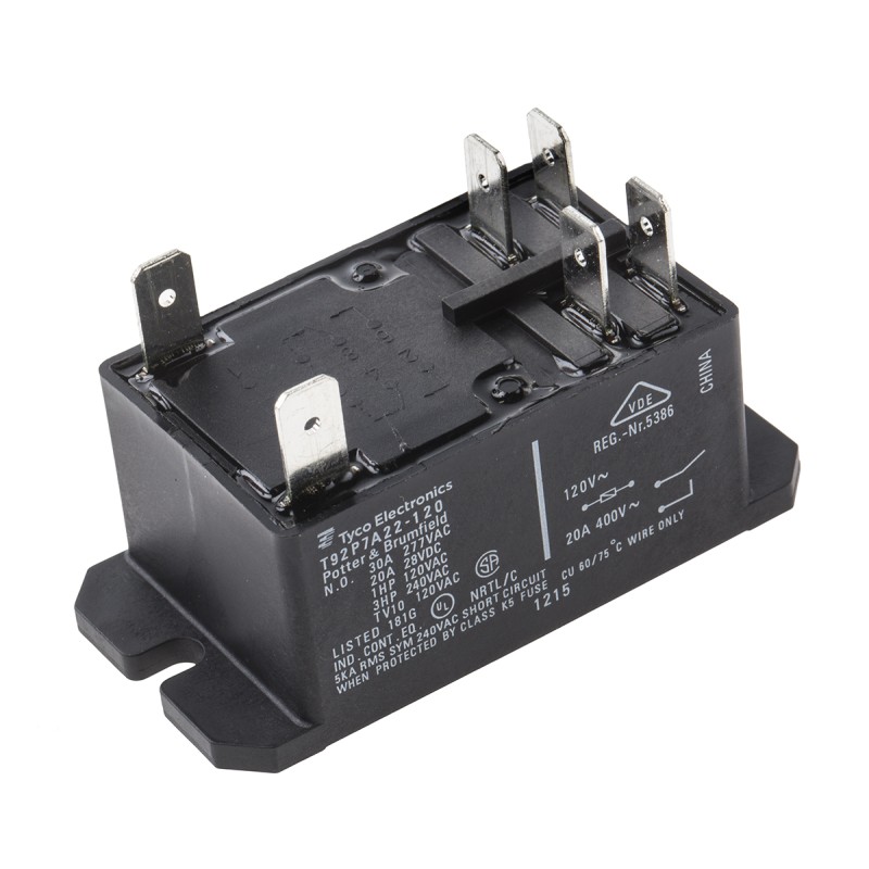 5 pcs - TE Connectivity Flange Mount Power Relay, 120V ac Coil, 30A Switching Current, DPST