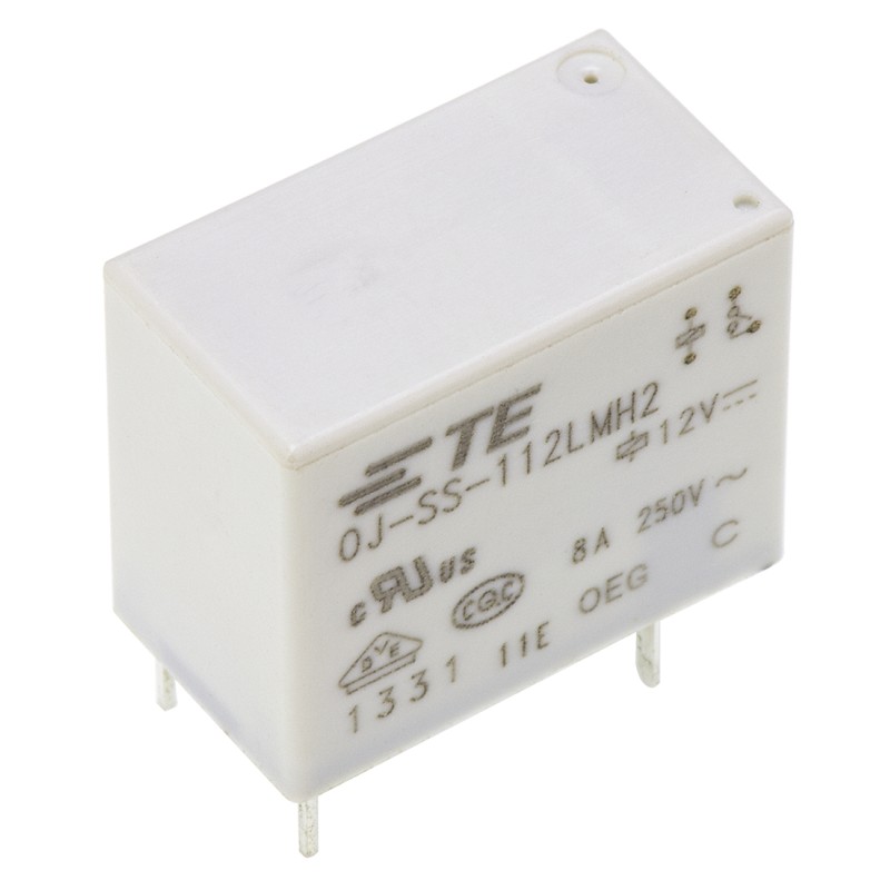 10 pcs - TE Connectivity PCB Mount Power Relay, 12V dc Coil, 8A Switching Current, SPST