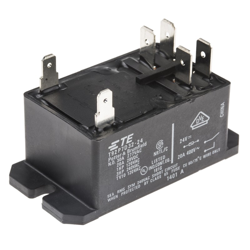 25 pcs - TE Connectivity PCB Mount Power Relay, 24V dc Coil, 30A Switching Current, DPST
