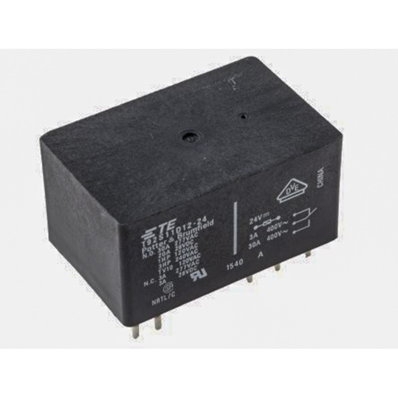 10 pcs - TE Connectivity PCB Mount Power Relay, 24V dc Coil, 30A Switching Current, DPDT