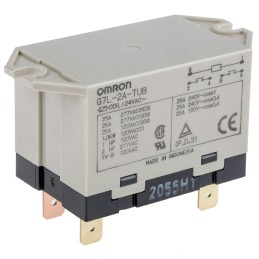 25 pcs - Omron Panel Mount Power Relay, 24V ac Coil, 25A Switching Current, DPST