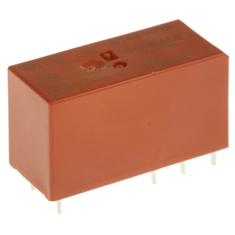 1 pcs - TE Connectivity PCB Mount Power Relay, 9V dc Coil, 8A Switching Current, DPDT