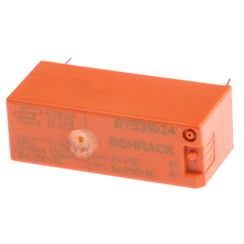 1 pcs - TE Connectivity PCB Mount Power Relay, 24V dc Coil, 8A Switching Current, SPST