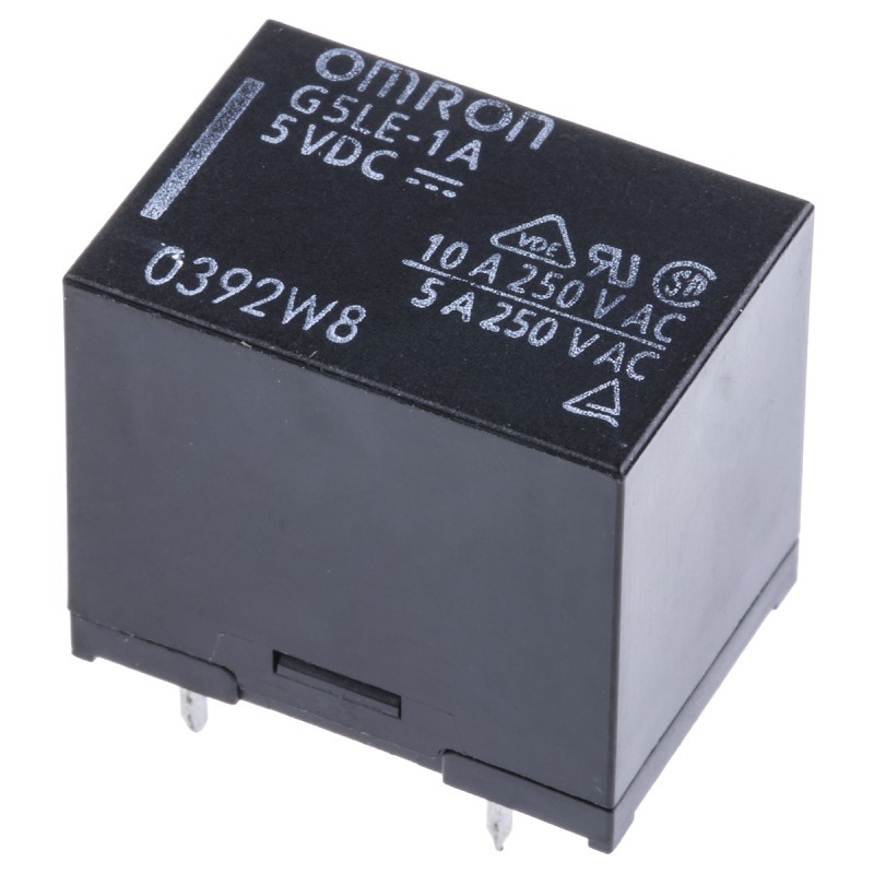 125 pcs - Omron PCB Mount Power Relay, 5V dc Coil, 10A Switching Current, SPST