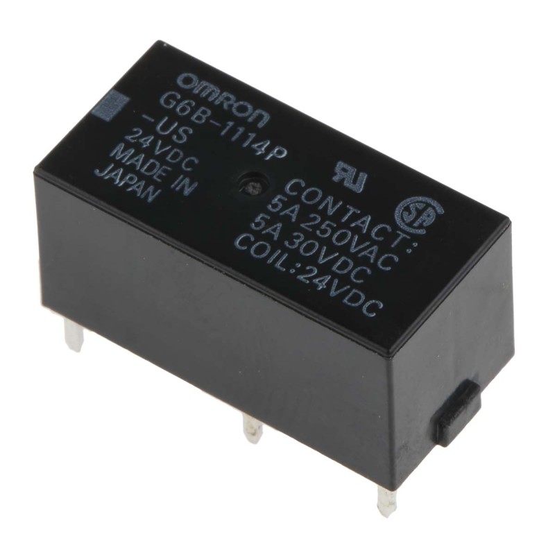 25 pcs - Omron PCB Mount Power Relay, 24V dc Coil, 5A Switching Current, SPST