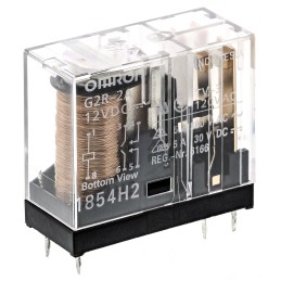 25 pcs - Omron PCB Mount Power Relay, 12V dc Coil, 5A Switching Current, DPST