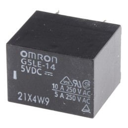 125 pcs - Omron PCB Mount Power Relay, 5V dc Coil, 10A Switching Current, SPST-NO