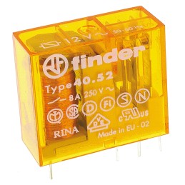 25 pcs - Finder PCB Mount Power Relay, 12V ac Coil, 8A Switching Current, DPDT