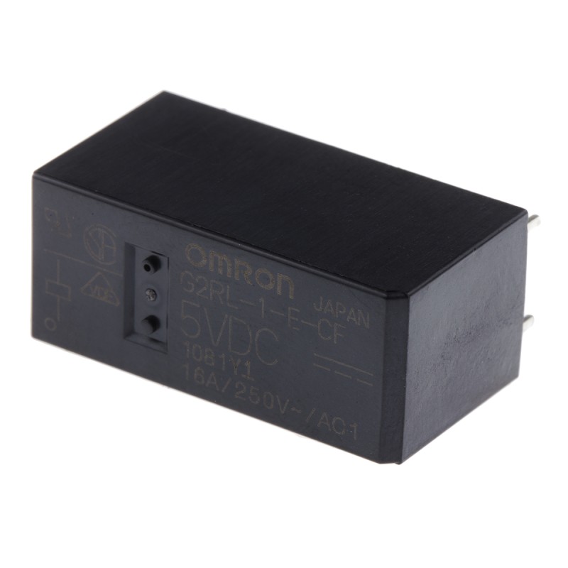 1 pcs - Omron PCB Mount Power Relay, 5V dc Coil, 16A Switching Current, SPDT