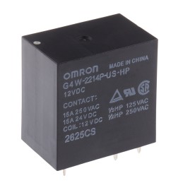 25 pcs - Omron PCB Mount Power Relay, 12V dc Coil, 15A Switching Current, DPST