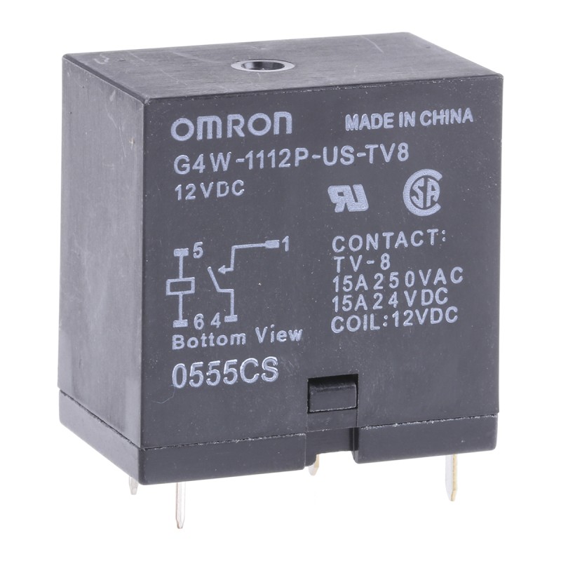 25 pcs - Omron PCB Mount Power Relay, 12V dc Coil, 15A Switching Current, SPST