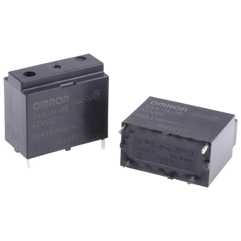 125 pcs - Omron PCB Mount Power Relay, 12V dc Coil, 20A Switching Current, SPST
