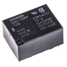 25 pcs - Omron PCB Mount Power Relay, 5V dc Coil, 10A Switching Current, SPST