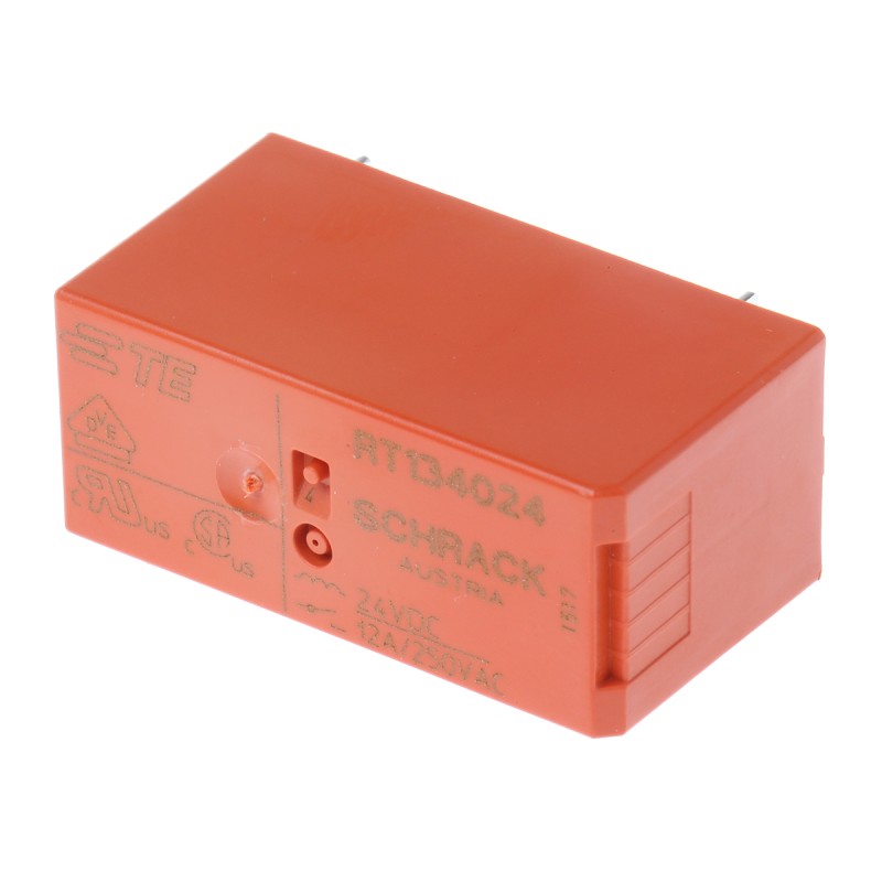 1 pcs - TE Connectivity PCB Mount Power Relay, 24V dc Coil, 12A Switching Current, SPST