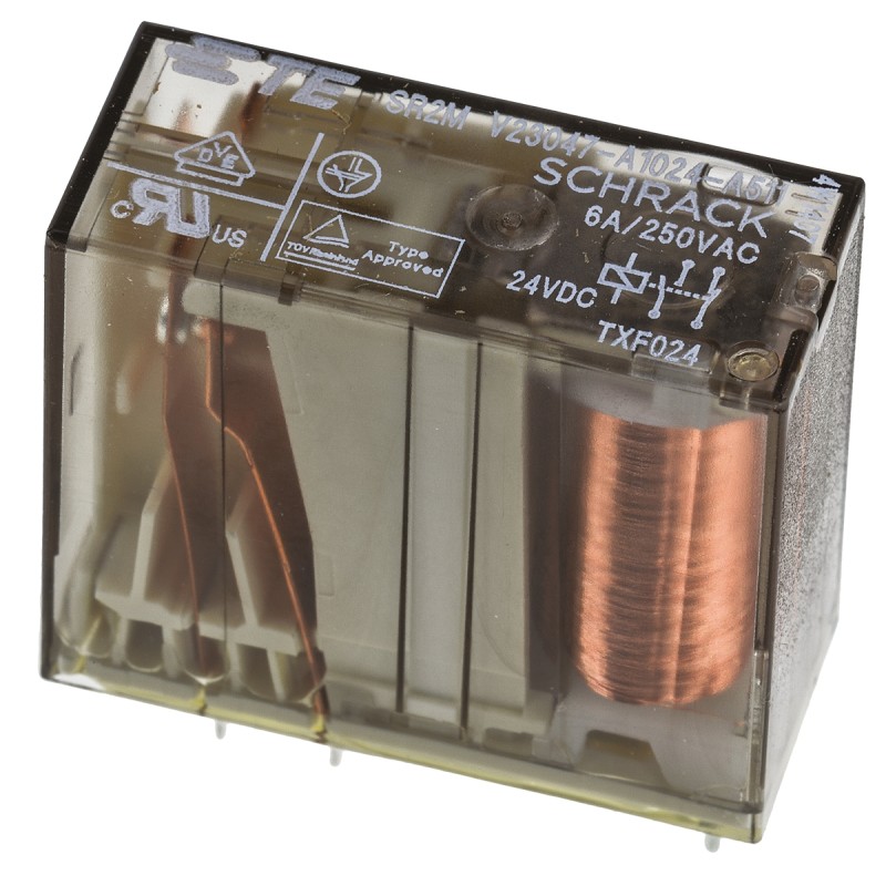 25 pcs - TE Connectivity PCB Mount Force Guided Relay, 24V dc Coil Voltage, 2 Pole, SP-NO/NC