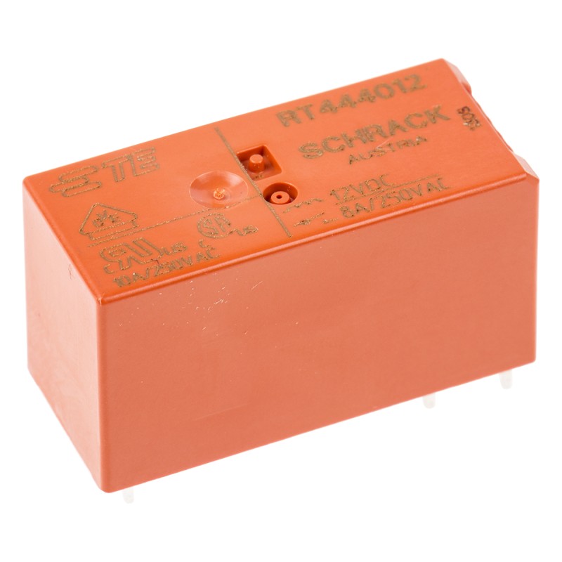 5 pcs - TE Connectivity PCB Mount Power Relay, 12V dc Coil, 8A Switching Current, DPST
