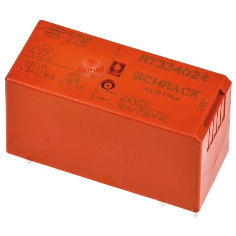 5 pcs - TE Connectivity PCB Mount Power Relay, 24V dc Coil, 16A Switching Current, SPST