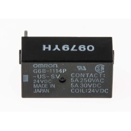 25 pcs - Omron PCB Mount Power Relay, 24V dc Coil, 5A Switching Current, SPST