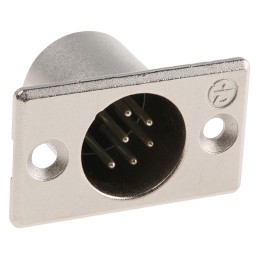 1 pcs - Neutrik Panel Mount XLR Connector, Male, 50 V, 6 Way, Silver over Nickel Plating