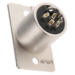 1 pcs - Neutrik Panel Mount XLR Connector, Male, 50 V, 6 Way, Silver over Nickel Plating