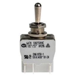 1 pcs - APEM Toggle Switch, Panel Mount, (On)-Off-(On), DPDT, Solder Lug Terminal, 250V ac