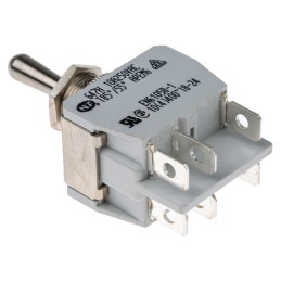 1 pcs - APEM Toggle Switch, Panel Mount, (On)-Off-(On), DPDT, Solder Lug Terminal, 250V ac