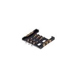 10 pcs : SIM-8-B - Memory Card Connectors 6 Positions, Push In, Pull Out, SMT, 1.7 mm Height Above Board,