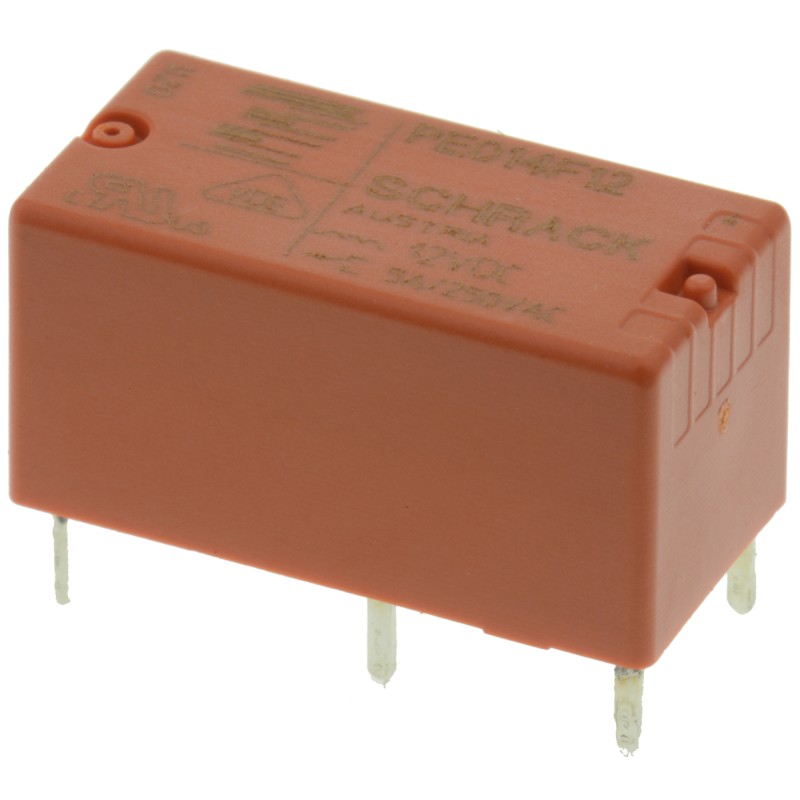 1 pcs - TE Connectivity PCB Mount Latching Power Relay, 12V dc Coil, 5A Switching Current, SPDT
