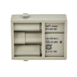 1 pcs - HARTING Heavy Duty Power Connector Module, 40A, Male, Han-Modular Series, 3 Contacts