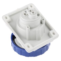 1 pcs - Scame IP66, IP67 Blue Panel Mount 2P + E Heavy Duty Power Connector Socket, Rated At 16A, 230 V