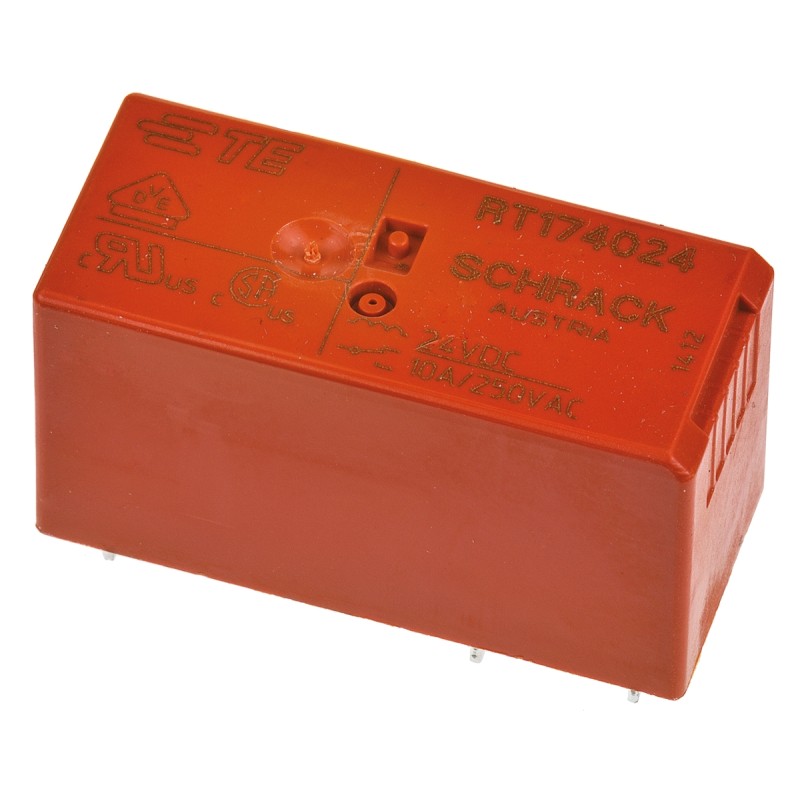 25 pcs - TE Connectivity PCB Mount Power Relay, 24V dc Coil, 10A Switching Current, SPDT