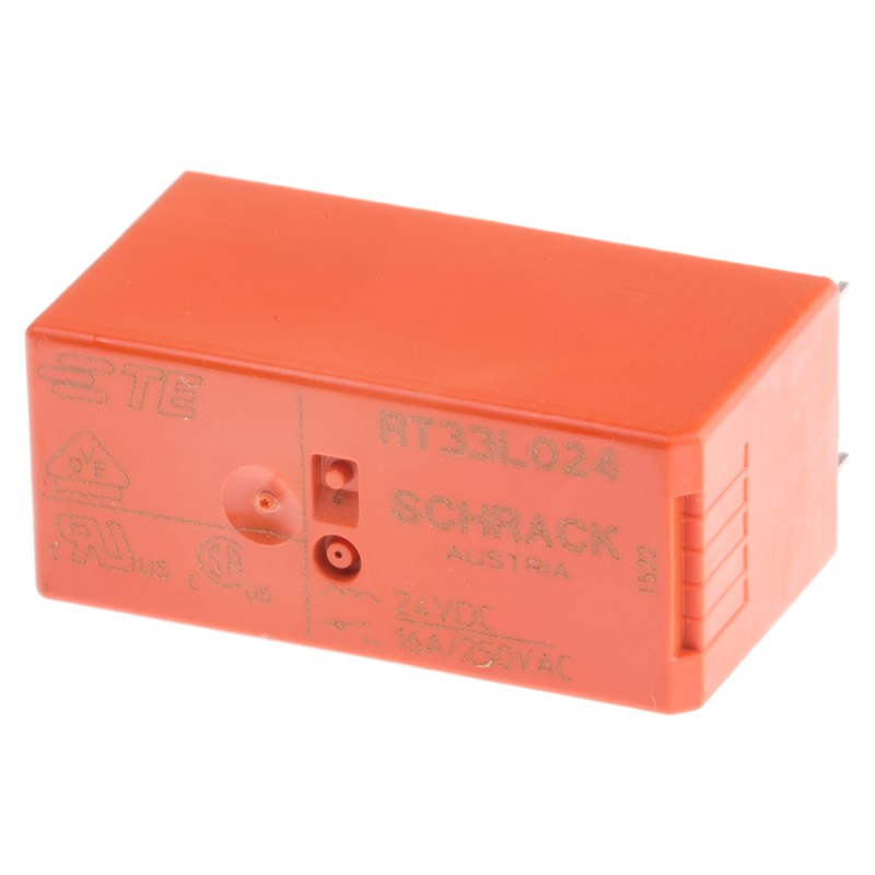1 pcs - TE Connectivity PCB Mount Power Relay, 24V dc Coil, 16A Switching Current, SPST