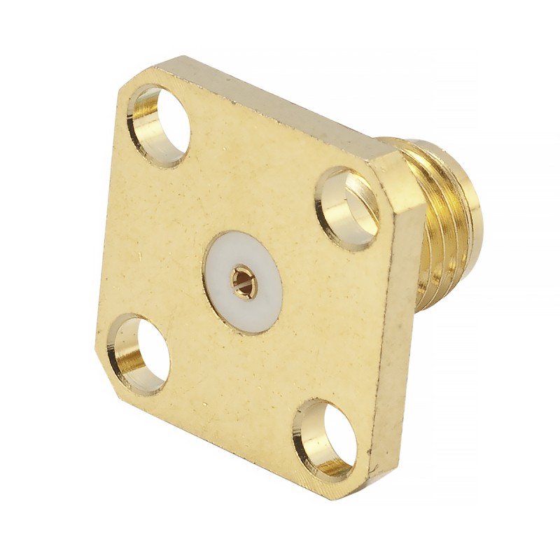 1 pcs - RS PRO Female, Male Flange Mount SMA Connector, 50Ω, Solder Termination, Straight Body