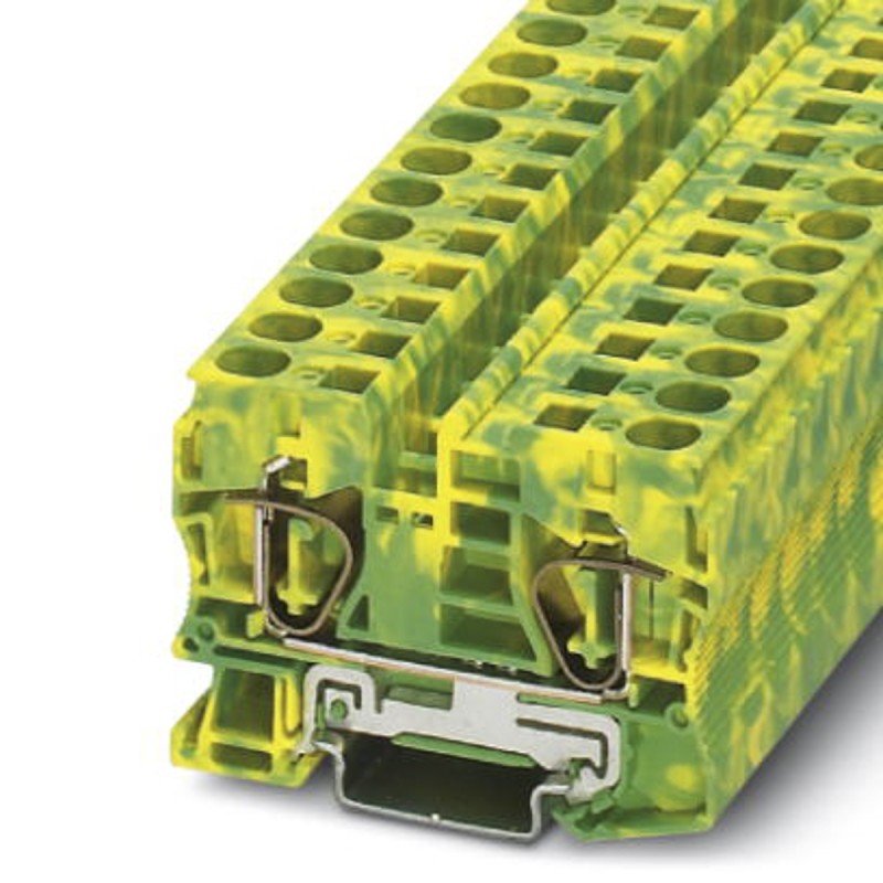 1 pcs - Phoenix Contact ST 10-PE Series Green/Yellow Modular Terminal Block, 1.5 - 16mm², Spring Clamp Termination, Ex