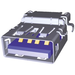 1 pcs - Molex Right Angle, Through Hole, Socket Type A 3.0 USB Connector