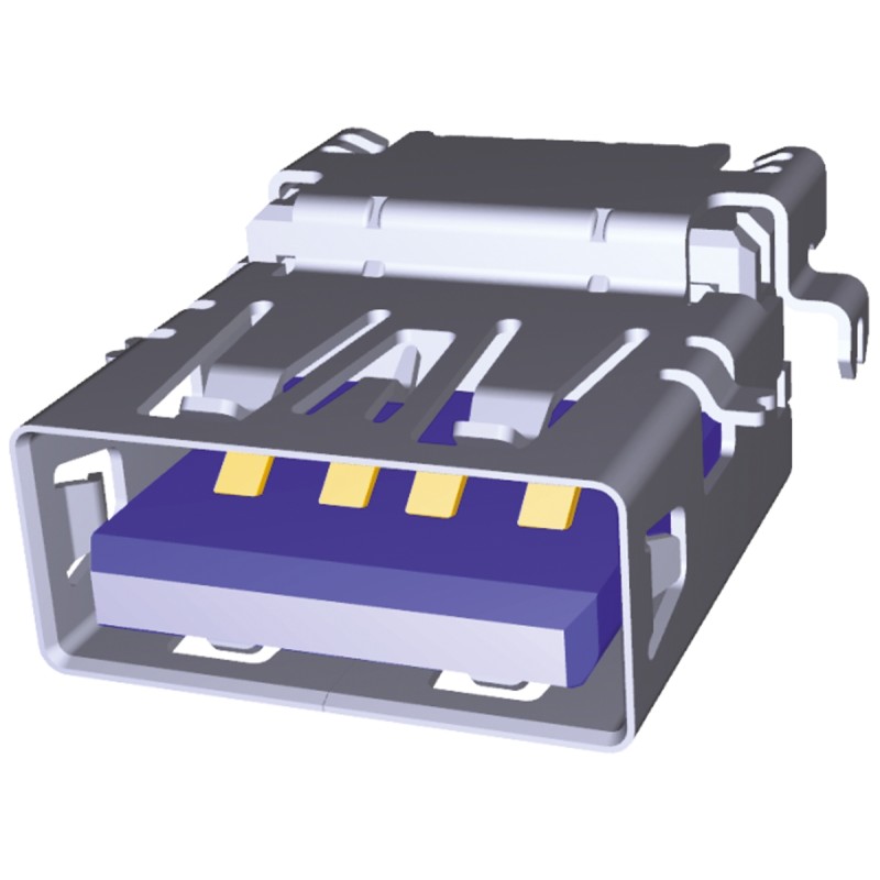 1 pcs - Molex Right Angle, Through Hole, Socket Type A 3.0 USB Connector