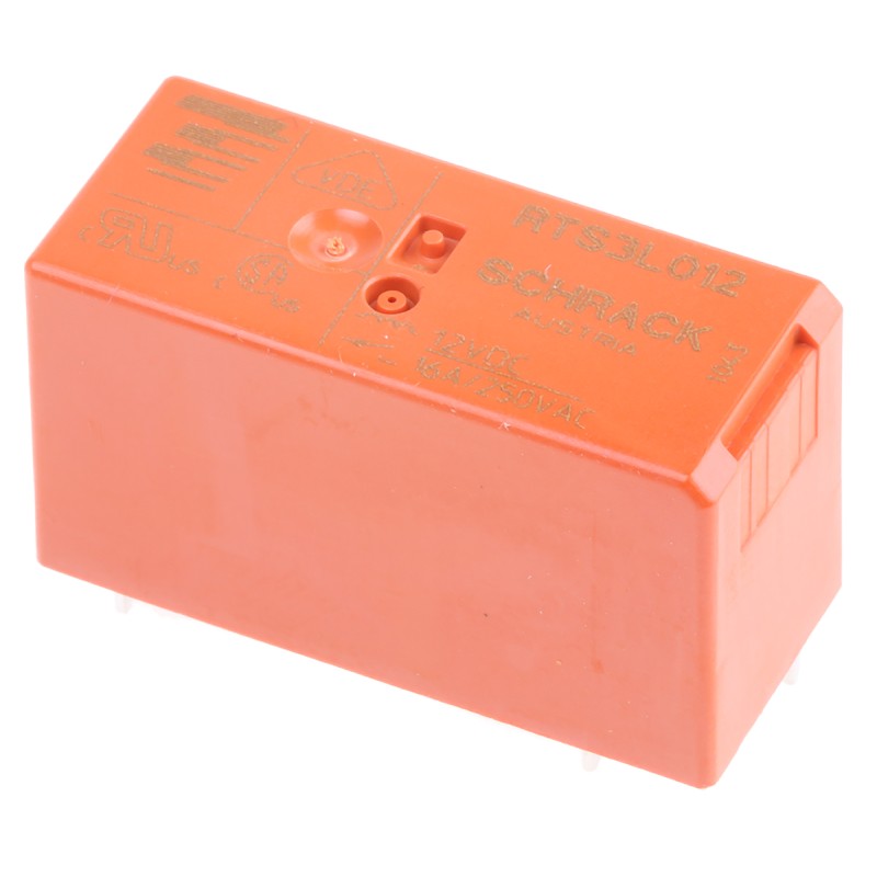 1 pcs - TE Connectivity PCB Mount Power Relay, 12V dc Coil, 16A Switching Current, SPST