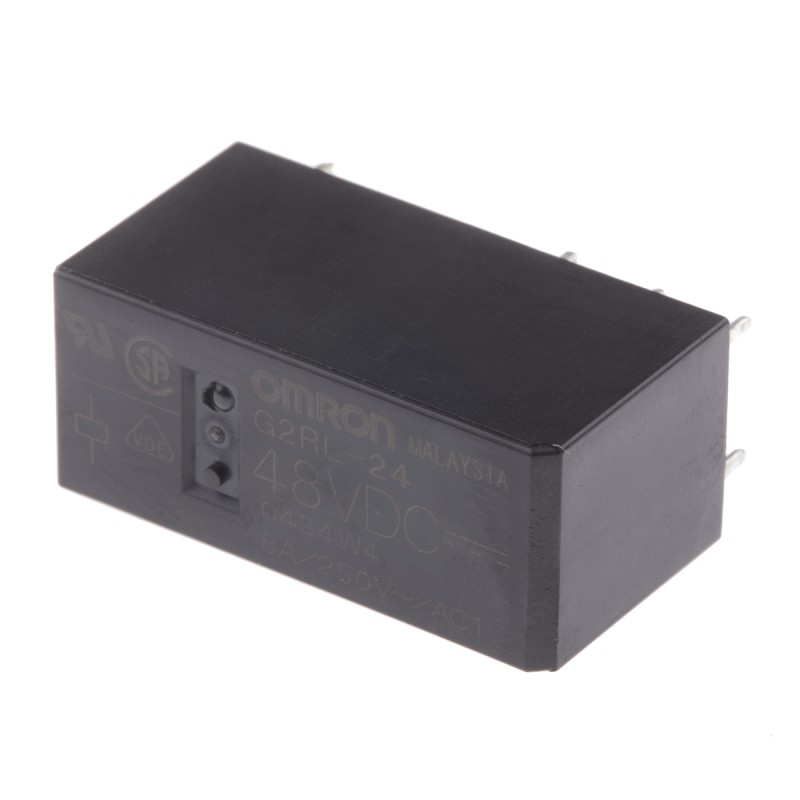 1 pcs - Omron PCB Mount Power Relay, 48V dc Coil, 5A Switching Current, DPDT