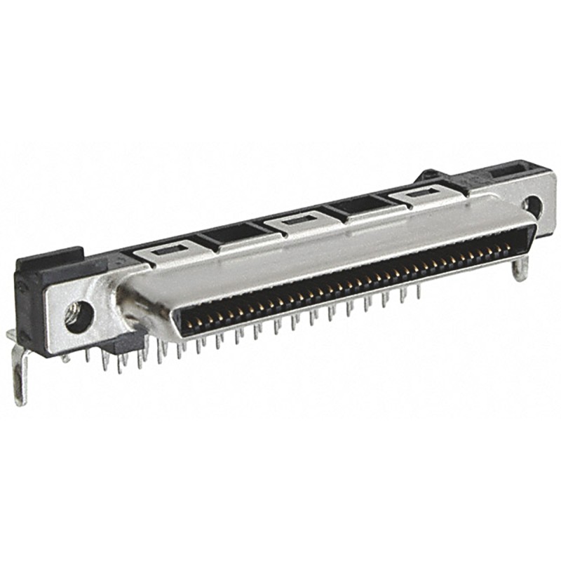 1 pcs - TE Connectivity CHAMP Series Right Angle Through Hole Mount PCB Socket, 68-Contact, 2-Row, 1.6mm Pitch, Solder