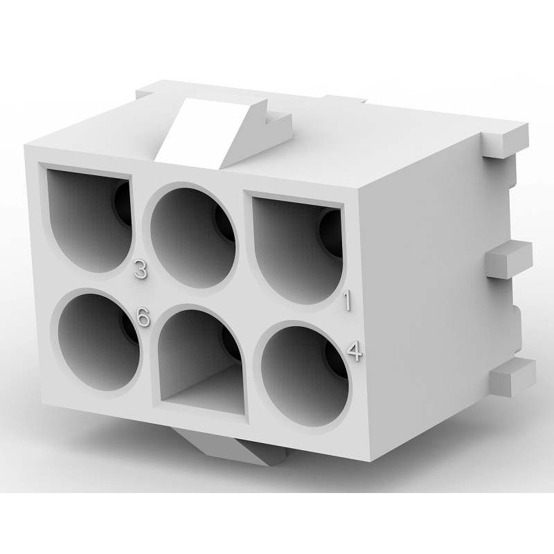 1 pcs - TE Connectivity Universal MATE-N-LOK Series Straight Through Hole PCB Socket, 6 Contact(s), 6.35mm Pitch, 3 Row(s),