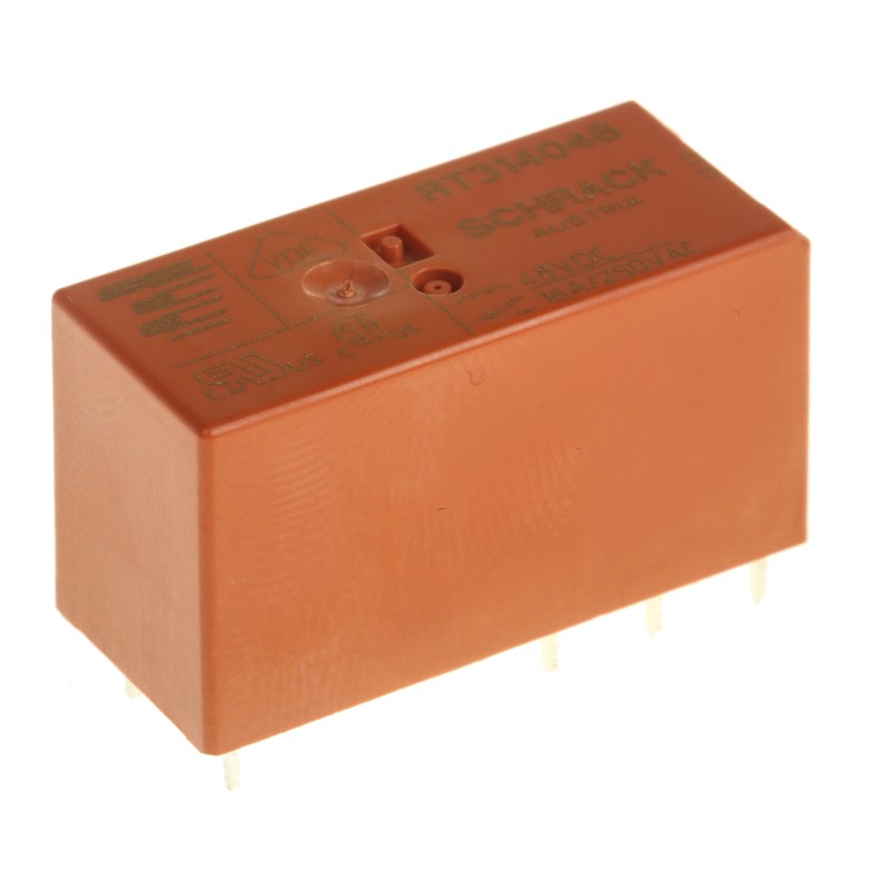 5 pcs - TE Connectivity PCB Mount Power Relay, 48V dc Coil, 16A Switching Current, SPDT