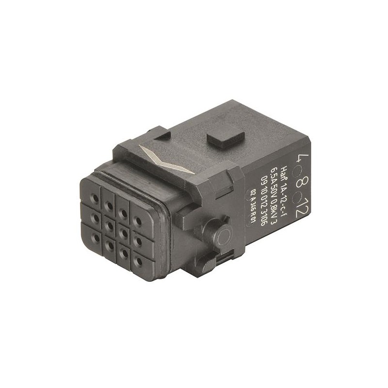 1 pcs - HARTING Heavy Duty Power Connector Insert, 6.5A, Female, Han 1A Series, 12 Contacts