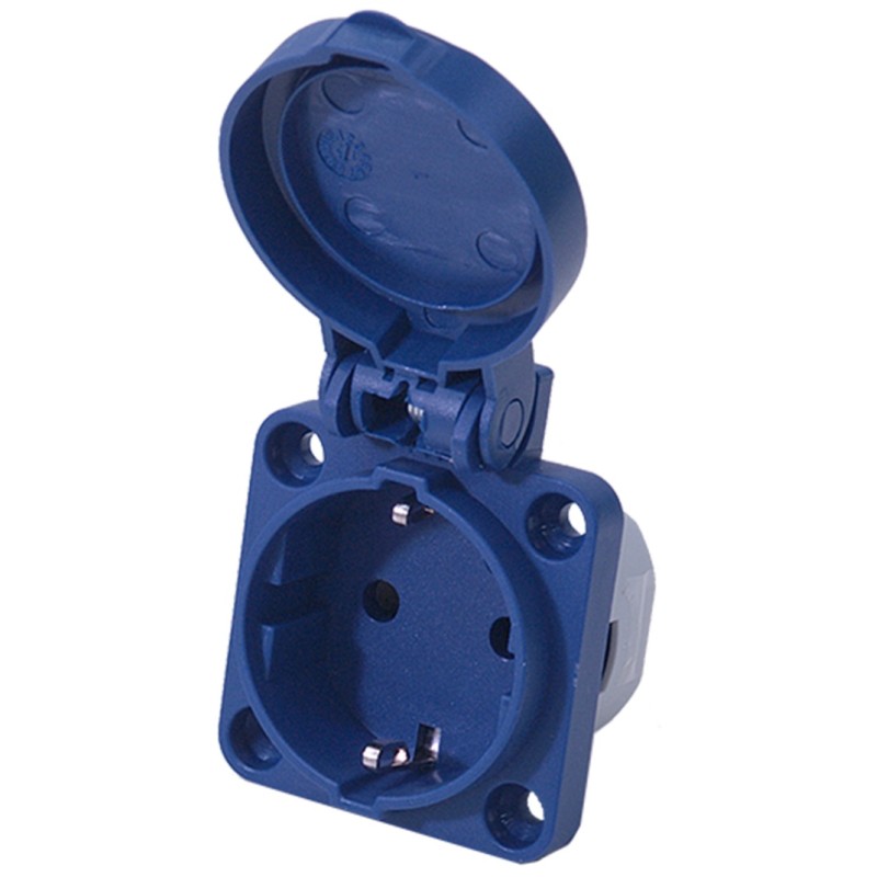 1 pcs - RS PRO IP54 Blue Panel Mount 2P + E Industrial Power Socket, Rated At 16A, 230 V