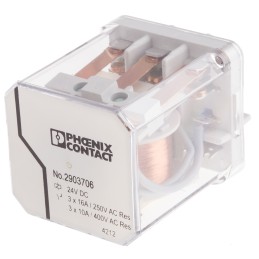 1 pcs - Phoenix Contact PCB Mount Power Relay, 24V dc Coil, 16A Switching Current, 3P-NO